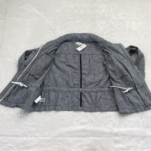 New With Tags Ann Taylor Loft Linen Cotton Striped Twill Utility Jacket - Picture 5 of 7